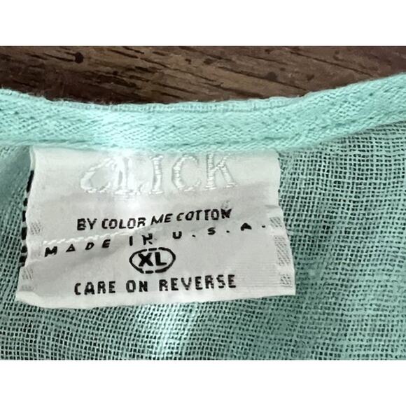 Click Color Me Cotton Tunic Top Size XL 100% Linen Aqua Flowy Coastal Beachy - Picture 5 of 5